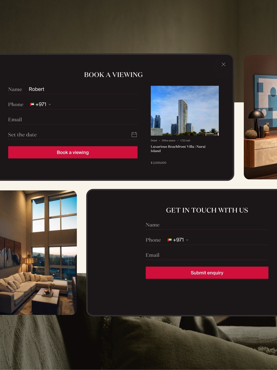 Dynamic contact forms for real estate