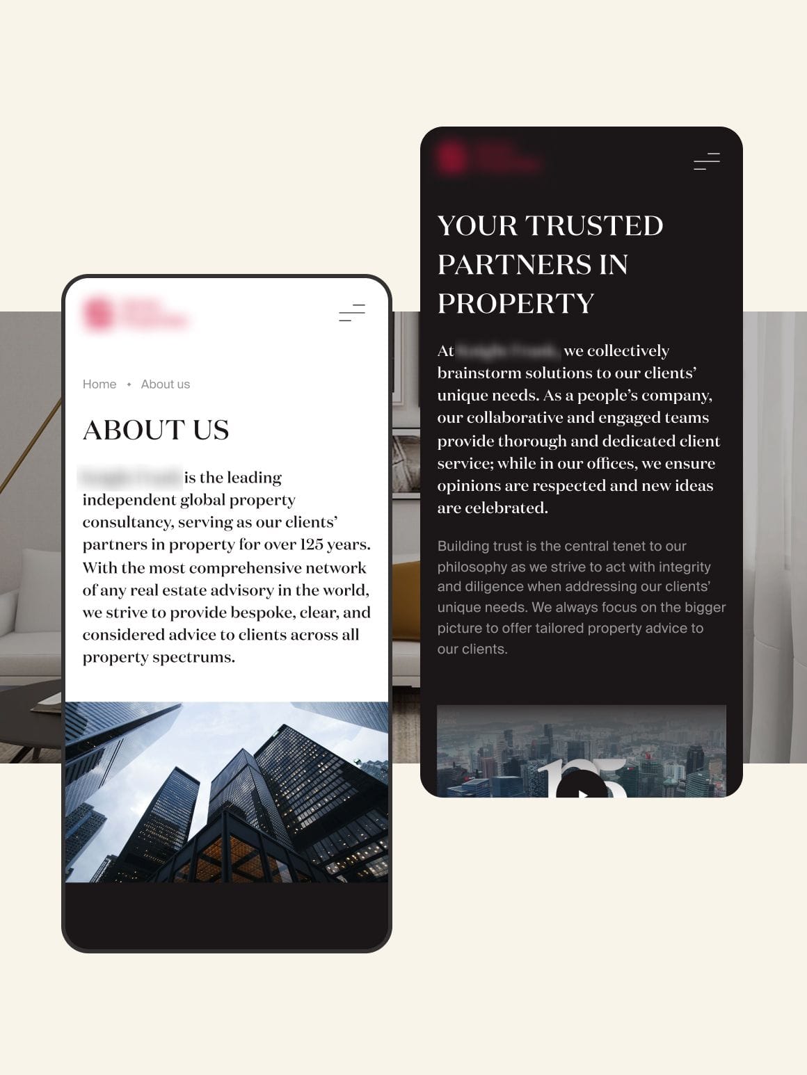 about us page on the mobile phone