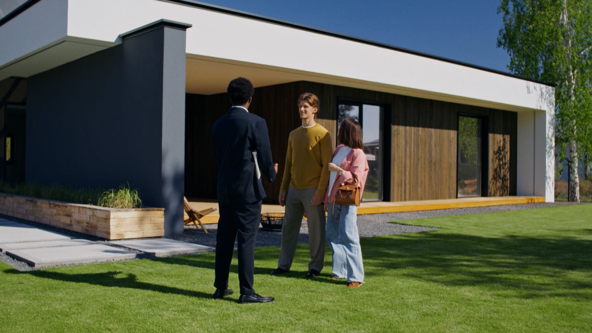 people in front of the building