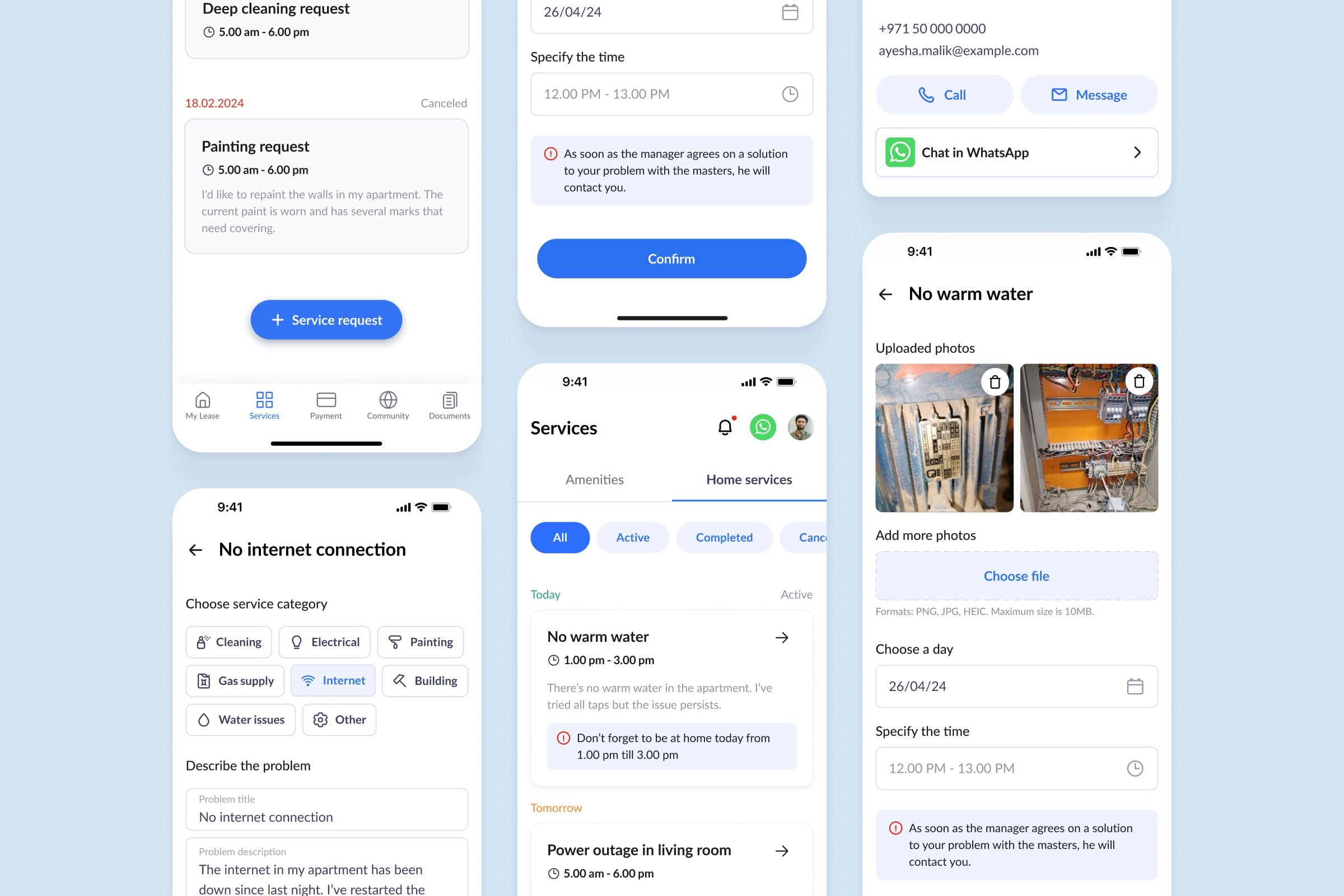 maintenance service request for the tenants