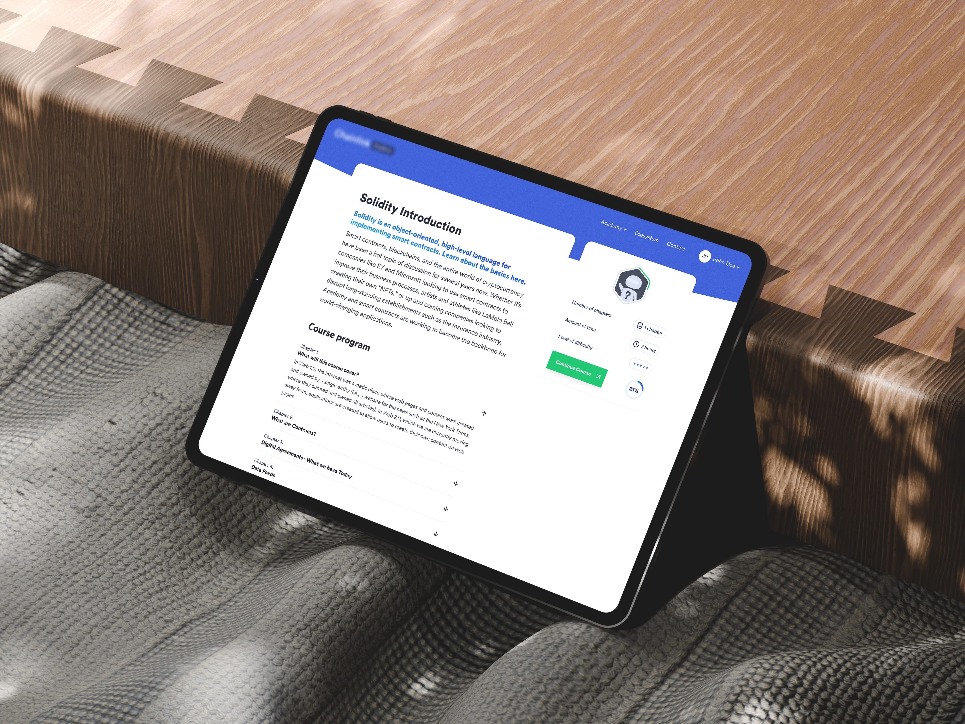 tablet with a learning course